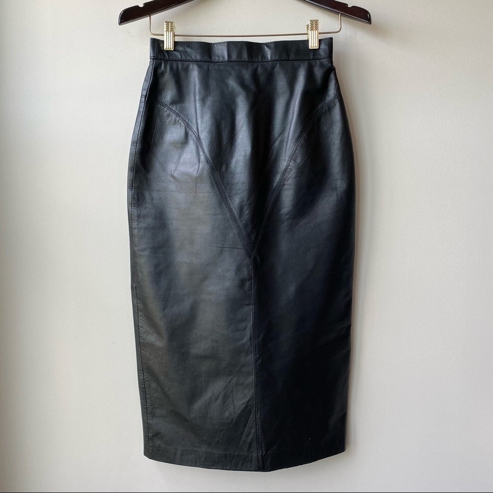 Vintage Wilsons Leather Black Leather Pencil Skirt